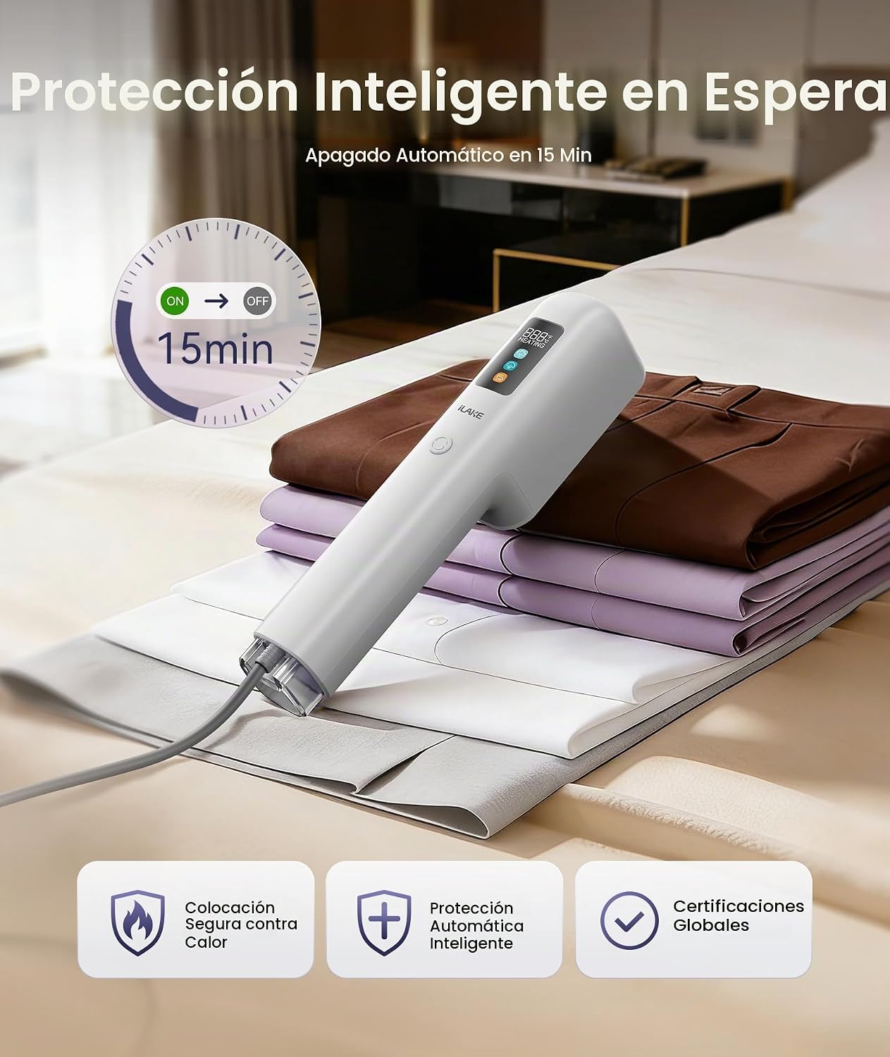 iLake Vaporizador de viaje para ropa, 100-240 V, vaporizador de man...