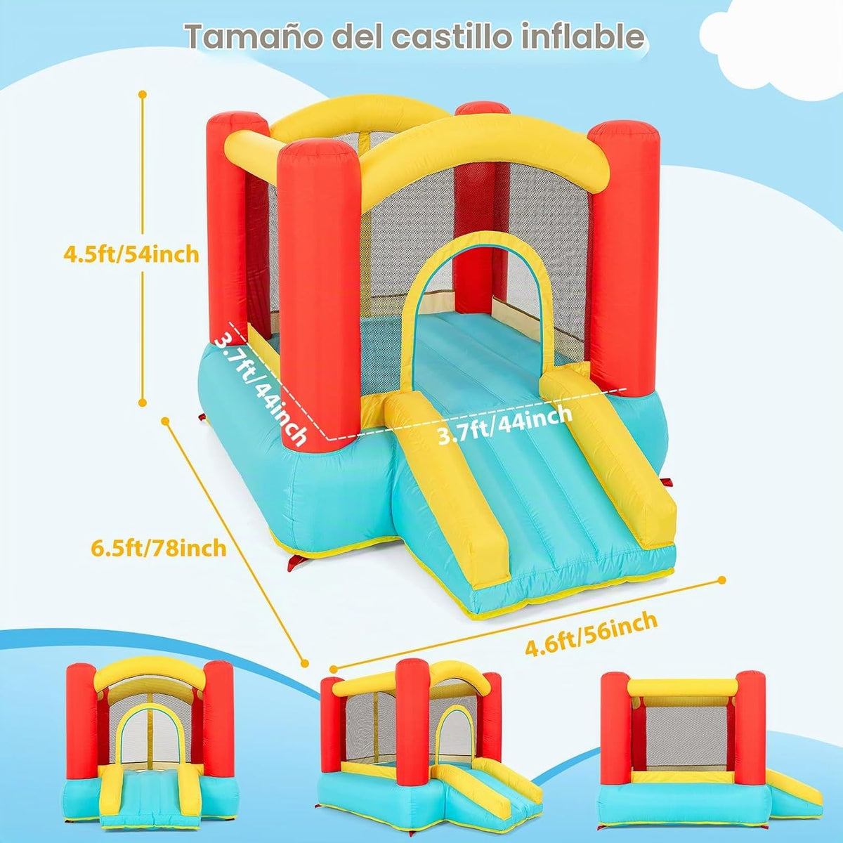 Casa de rebote interior para niños pequeños: pequeño castillo hinch...
