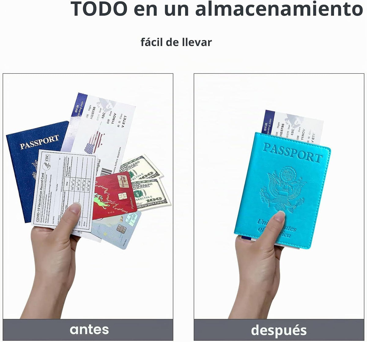 Funda para pasaporte con bloqueo RFID de piel, tarjetero con ranura...
