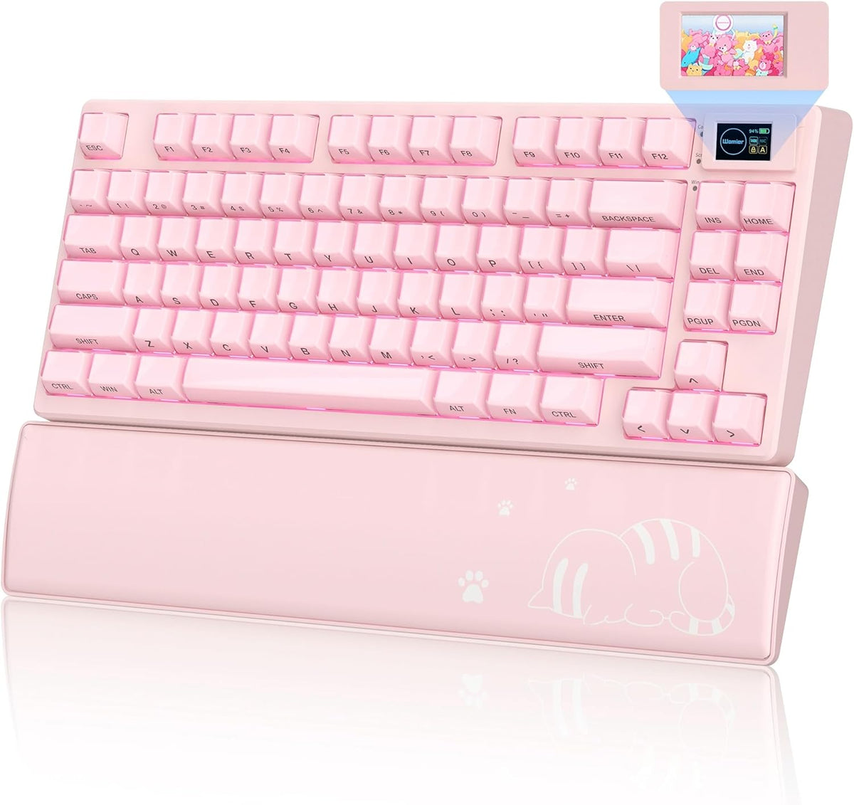 Womier Teclado Mecánico Inalámbrico Rosa Cremoso 75% con Pantalla M...