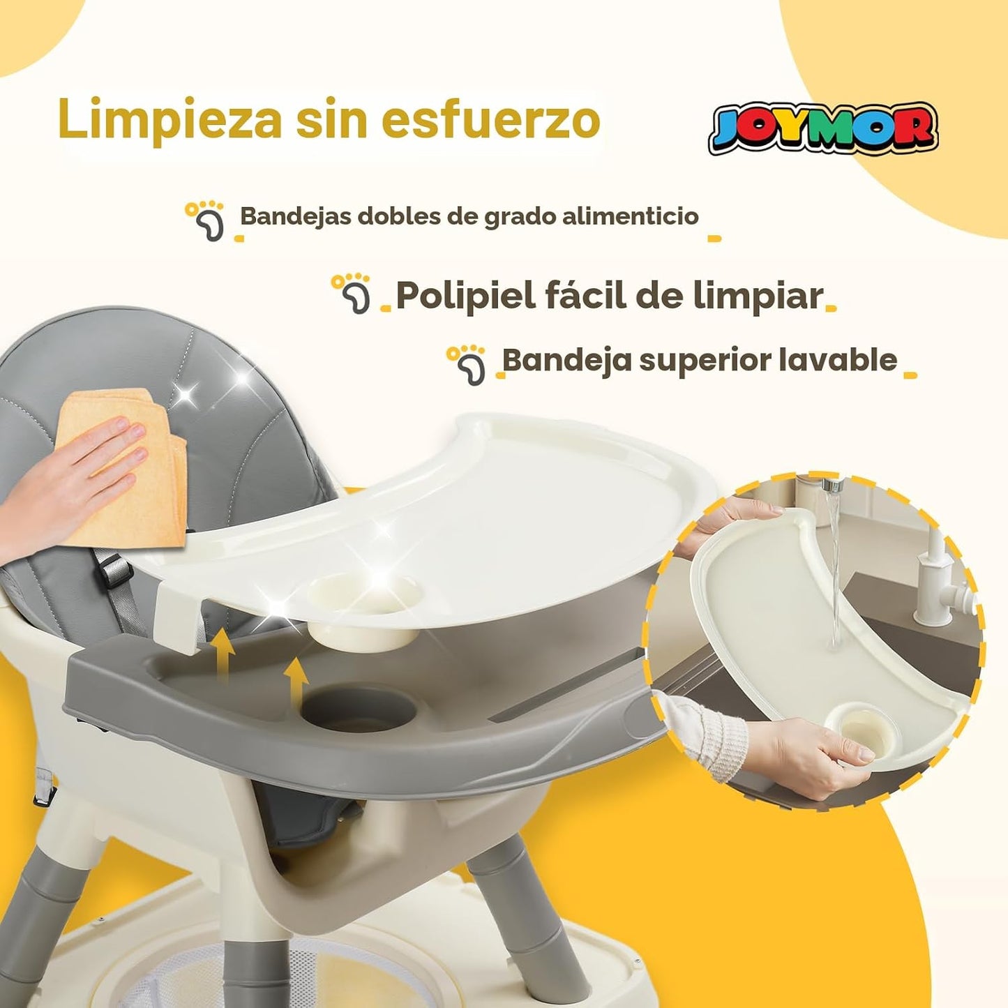 JOYMOR Silla alta 7 en 1 para bebés y niños pequeños, mesa y silla...