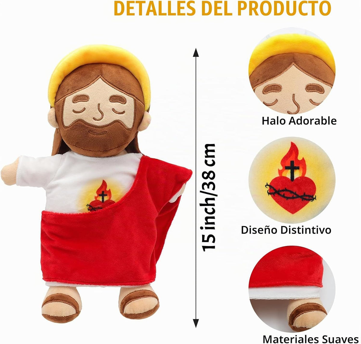 Juguetes de peluche calmantes de Jesús de 15 pulgadas que respiran...