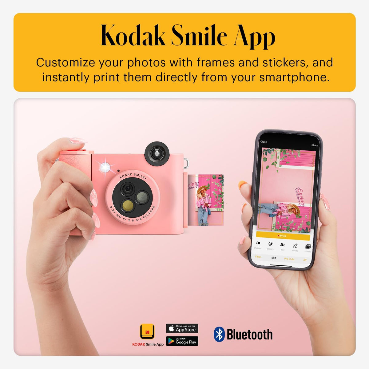 Kodak Smile+ Cámara digital de impresión instantánea 2 en 1 e impre...