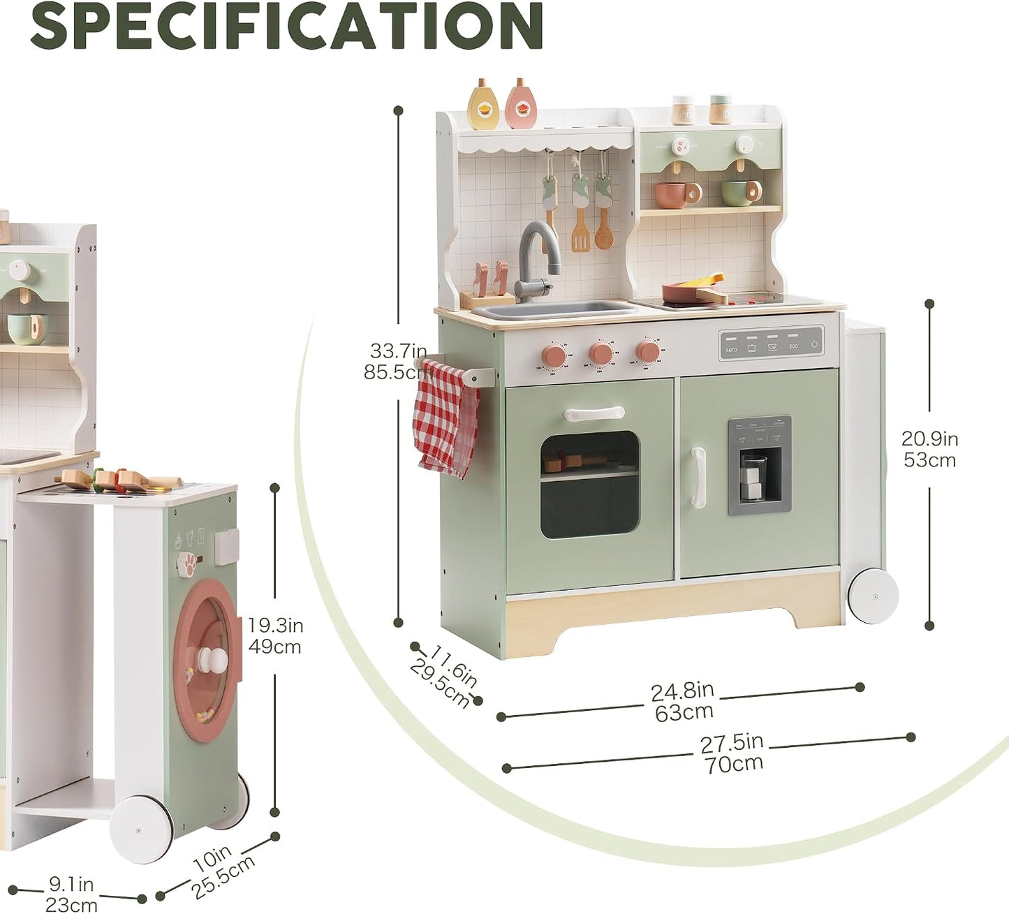 ROBUD Juego de cocina de madera para niños pequeños, juego de cocin...
