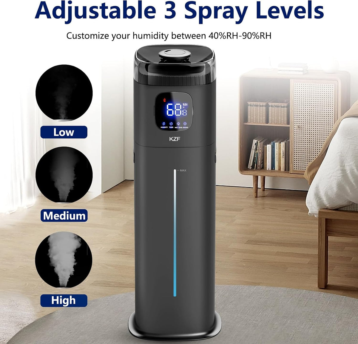Humidificador grande para dormitorio, humidificador ultrasónico de...