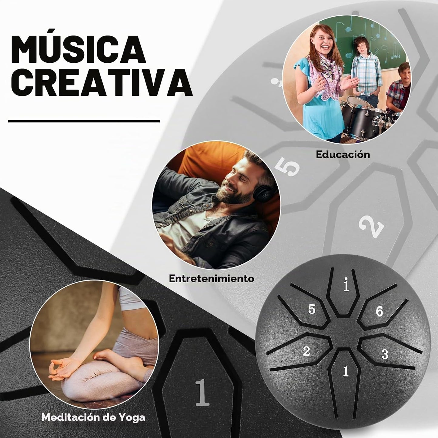 EASTROCK Mini Tambor de Lengua de Acero para Niños de 3 Pulgadas, 6...
