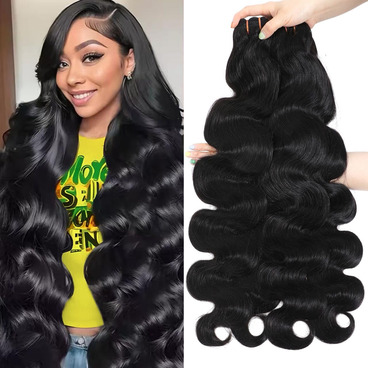Extensiones de cabello humano virgen brasileño 16A sin procesar, 10...
