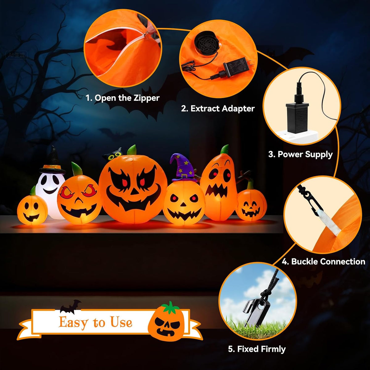 Inflables de Halloween de 9 pies, decoraciones de Halloween inflabl...