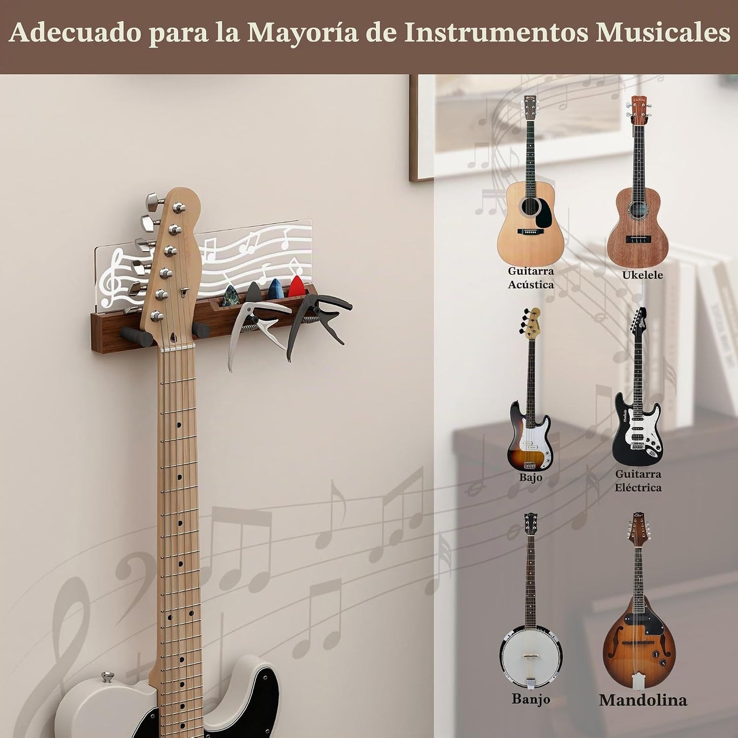 CoolGift Mart Accesorios de guitarra, soporte de pared para guitarr...