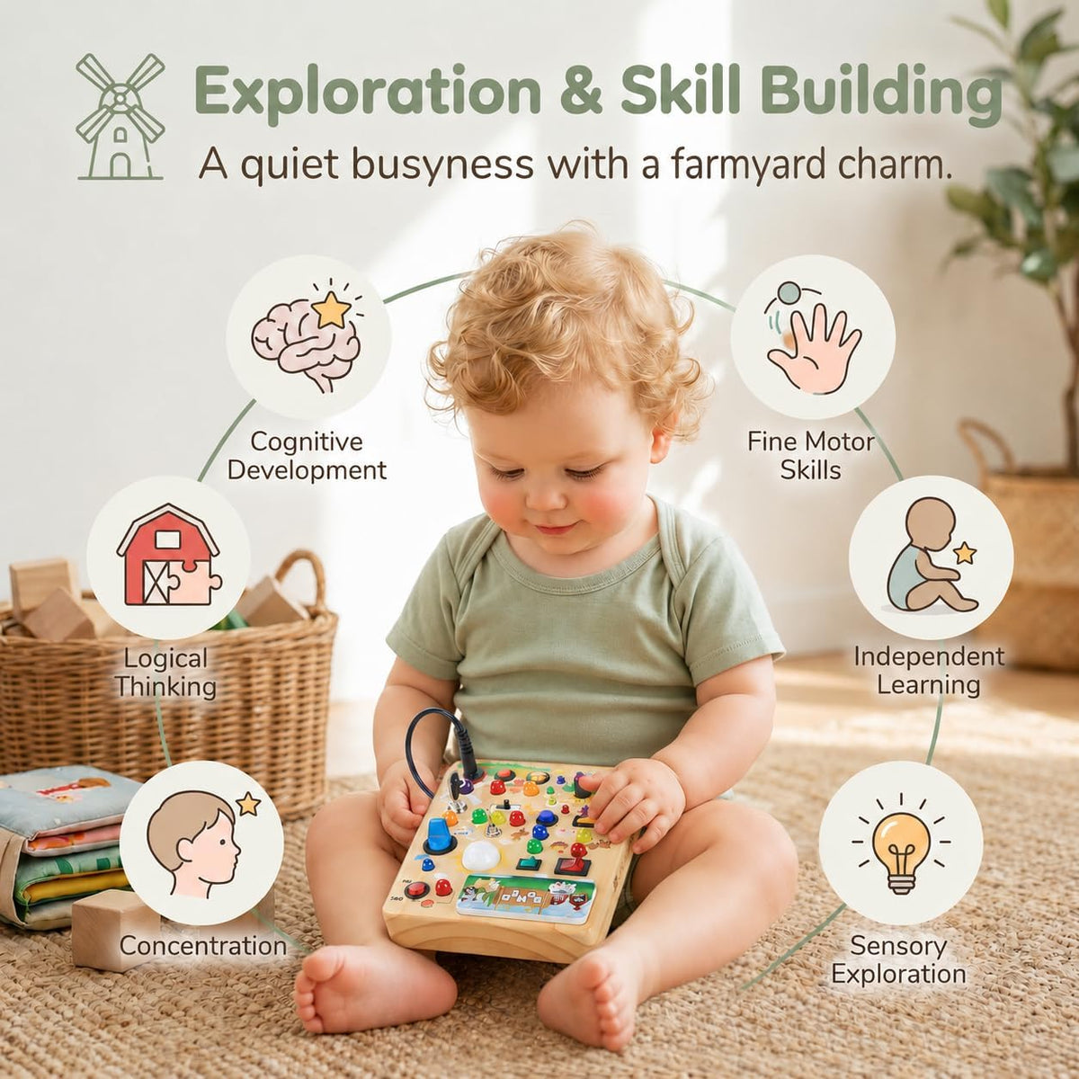 RichBoy Montessori - Tablero de juguete para niños de 1 a 3 años, j...
