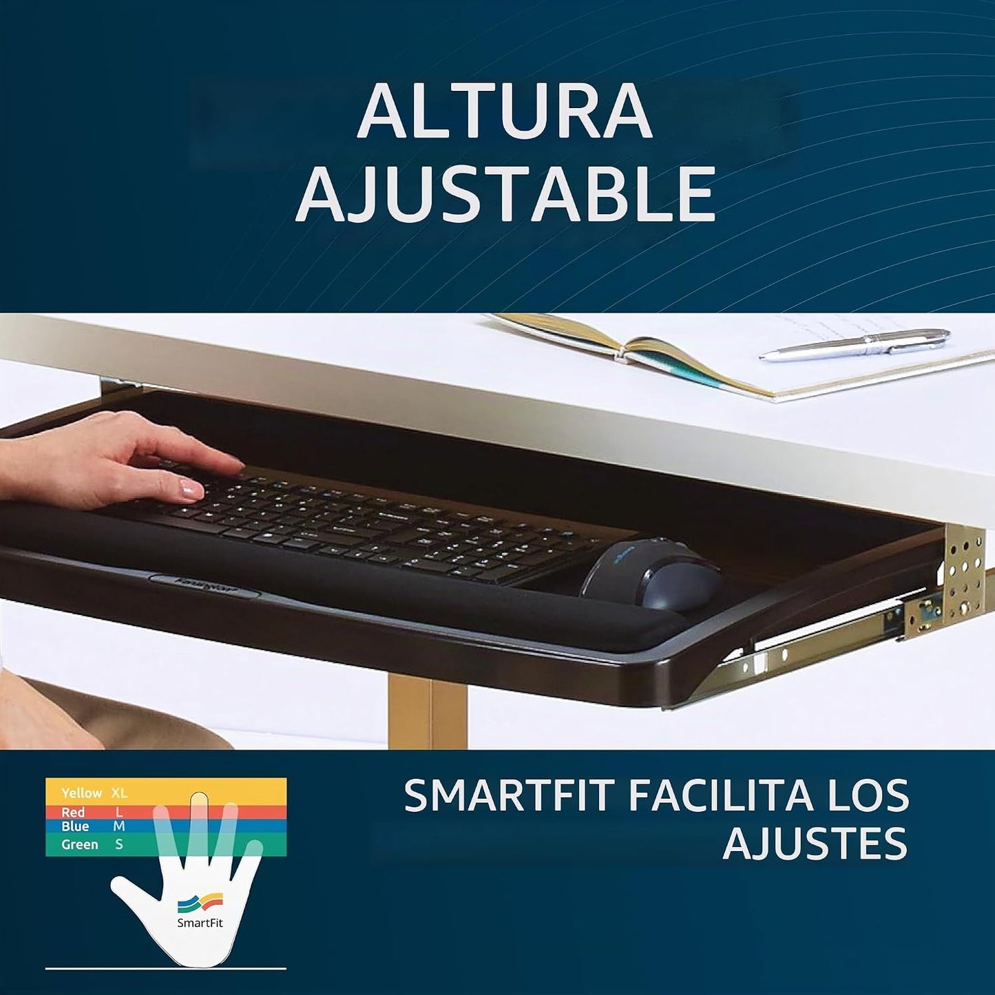 Kensington SmartFit - Bandeja para teclado debajo del escritorio, c...