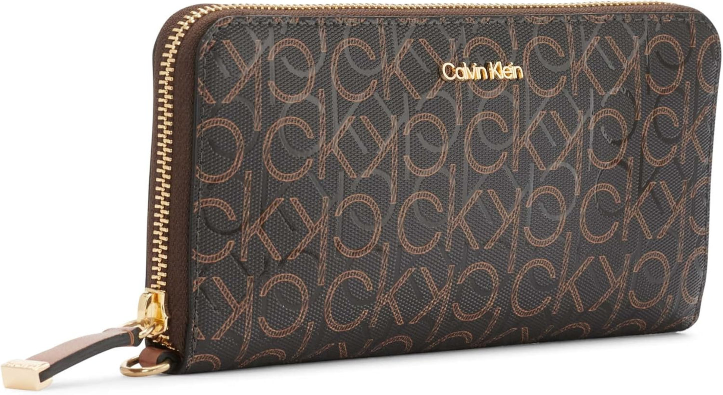 Calvin Klein Bolso tipo cartera Saffiano con cremallera alrededor p...