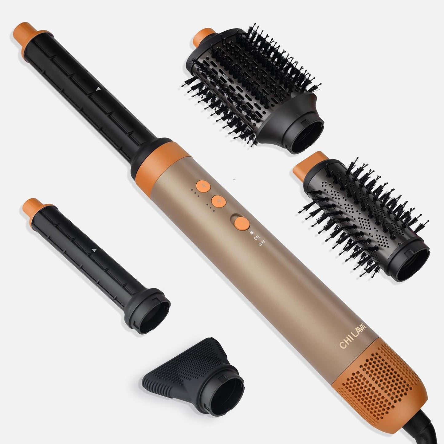 CHI Lava AirGlam, da volumen, riza y seca el cabello, moca y naranj...