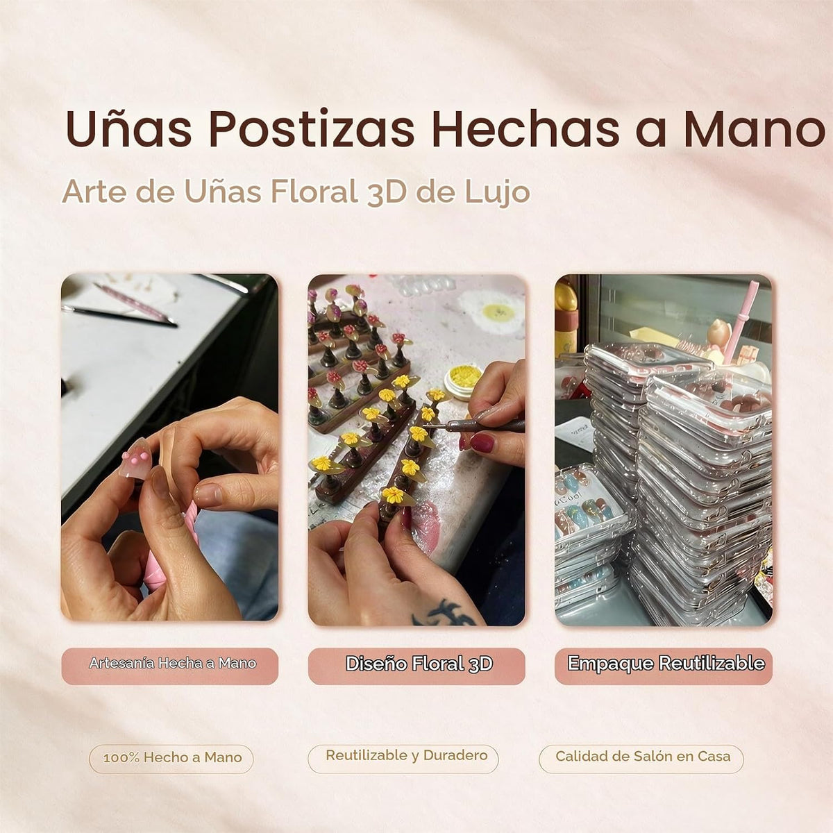 Uñas postizas a presión hechas a mano de lujo - Uñas postizas larga...