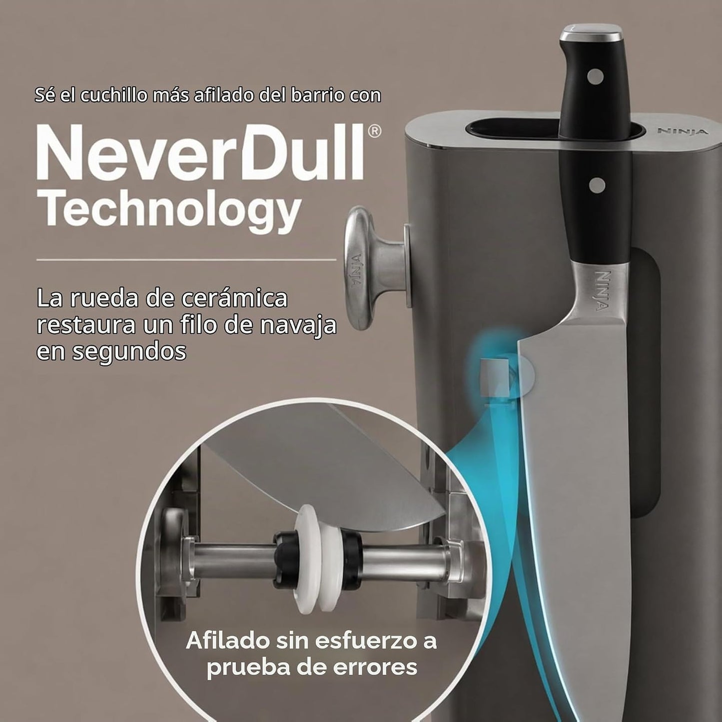Ninja NeverDull® NK32010BK1 - Juego de cuchillos alemanes de acero...