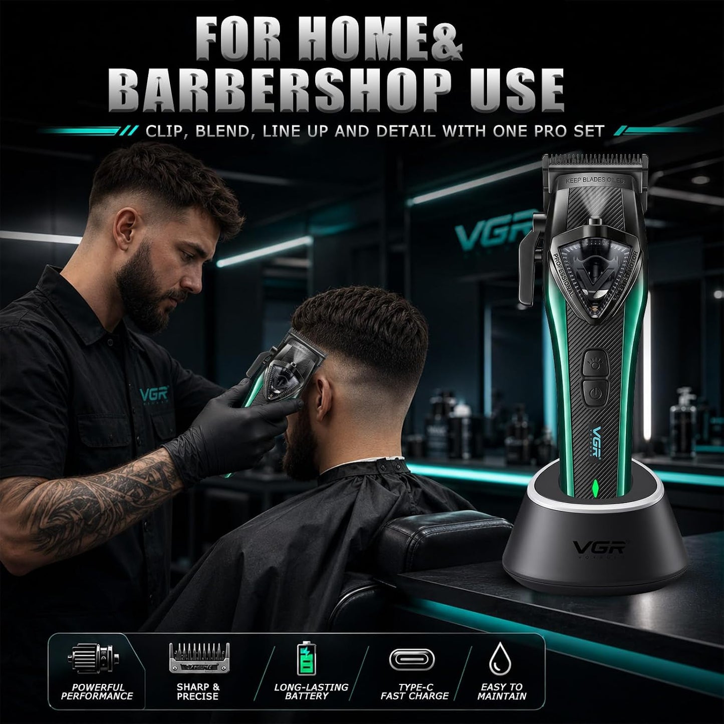 VGR 883S2 - Cortadora de pelo profesional para hombres, cortadora d...