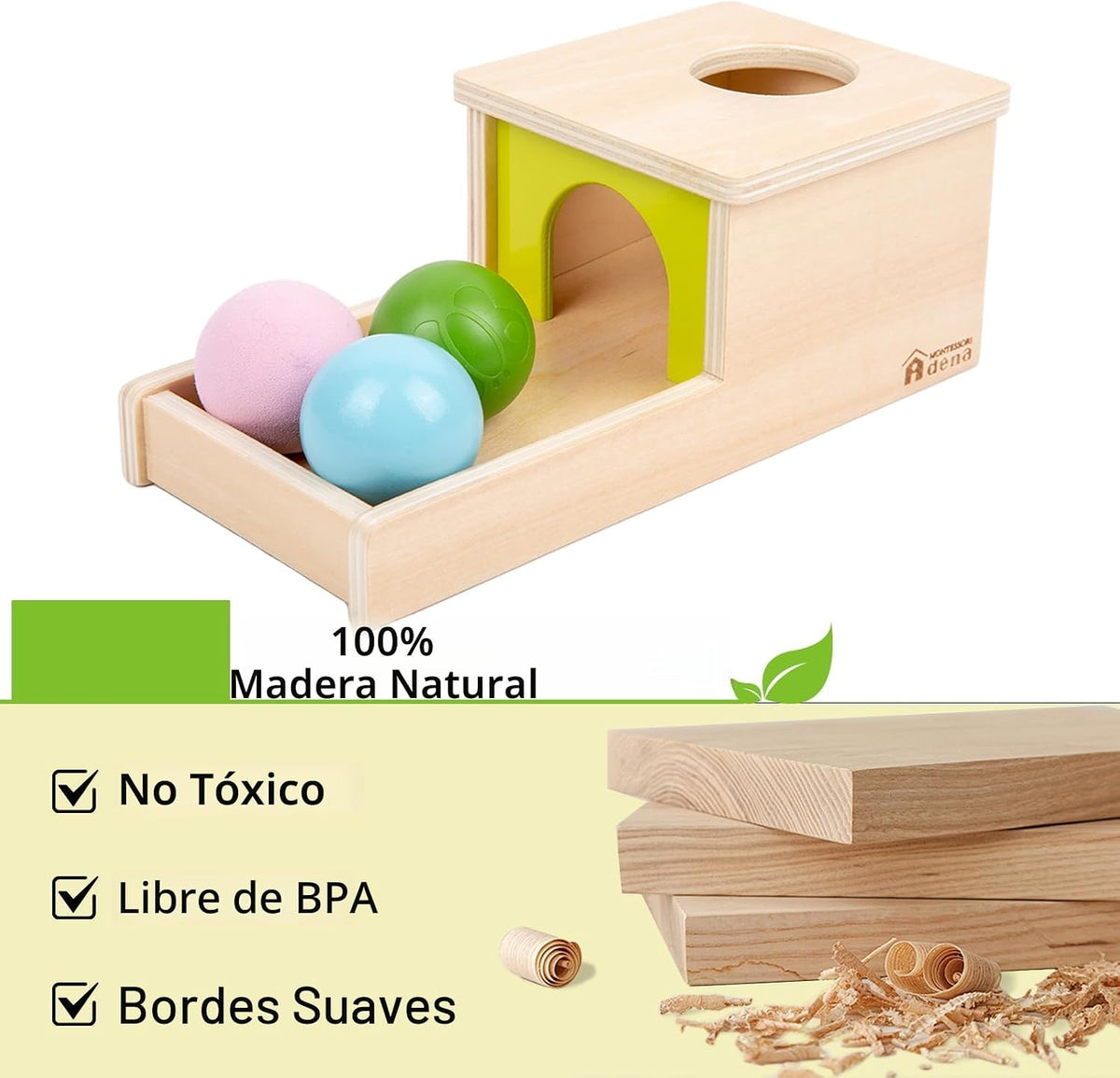 Caja de permanencia de objetos con bandeja y tres bolas de juguetes...