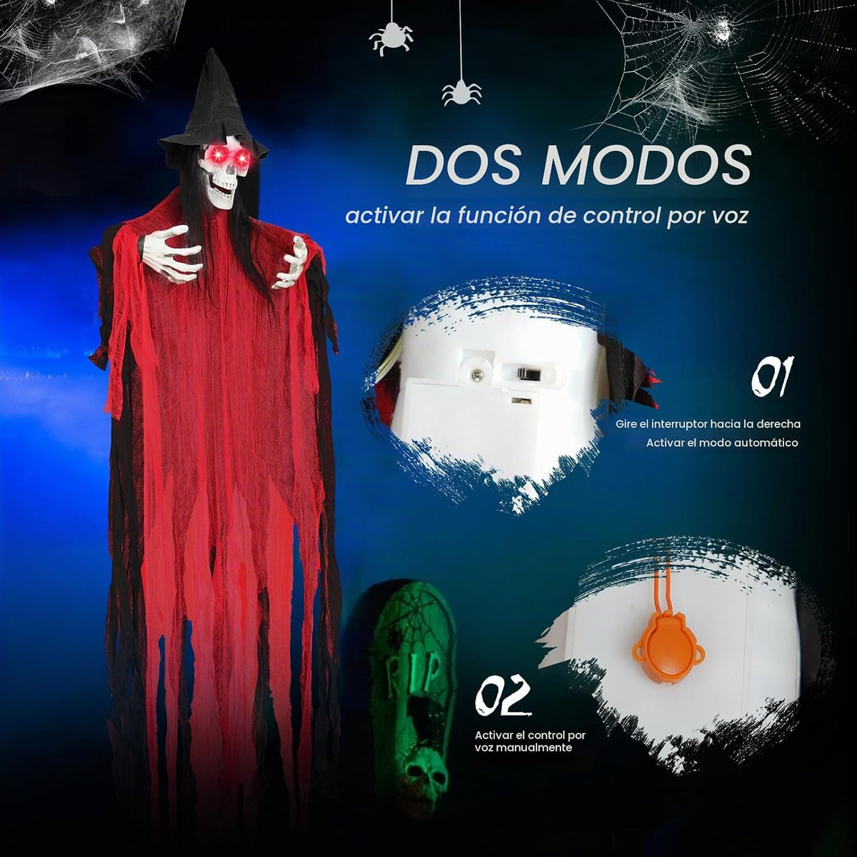 Decoraciones de Halloween de 74.8 pulgadas para exteriores, bruja e...