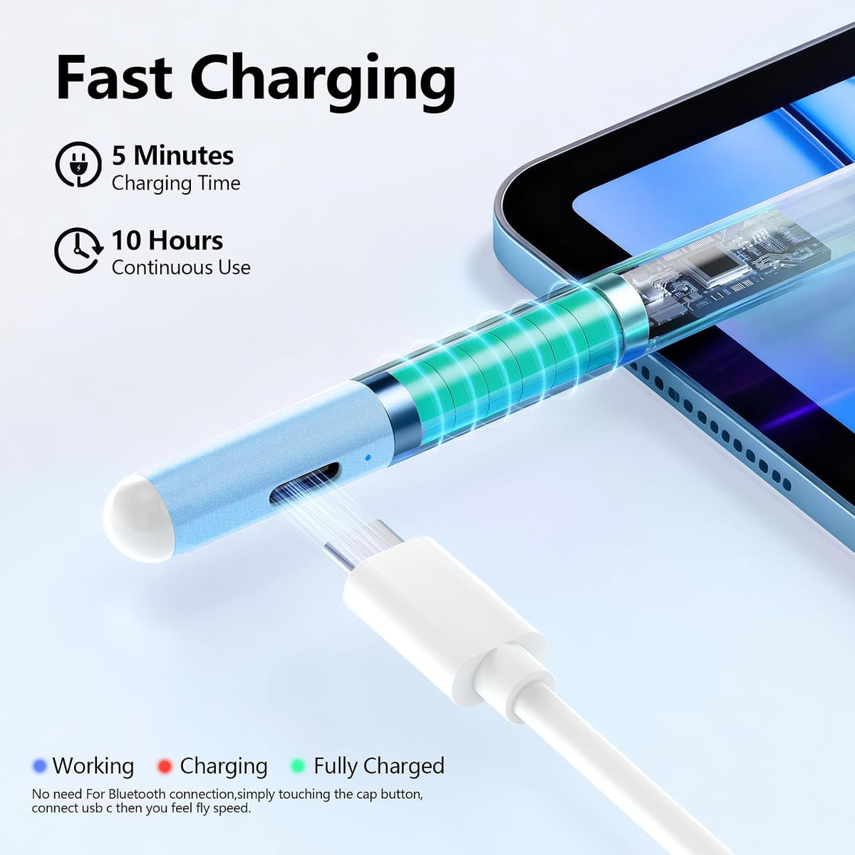 Lápiz óptico para iPad 6-11ª generación 2X carga rápida, rechazo de...