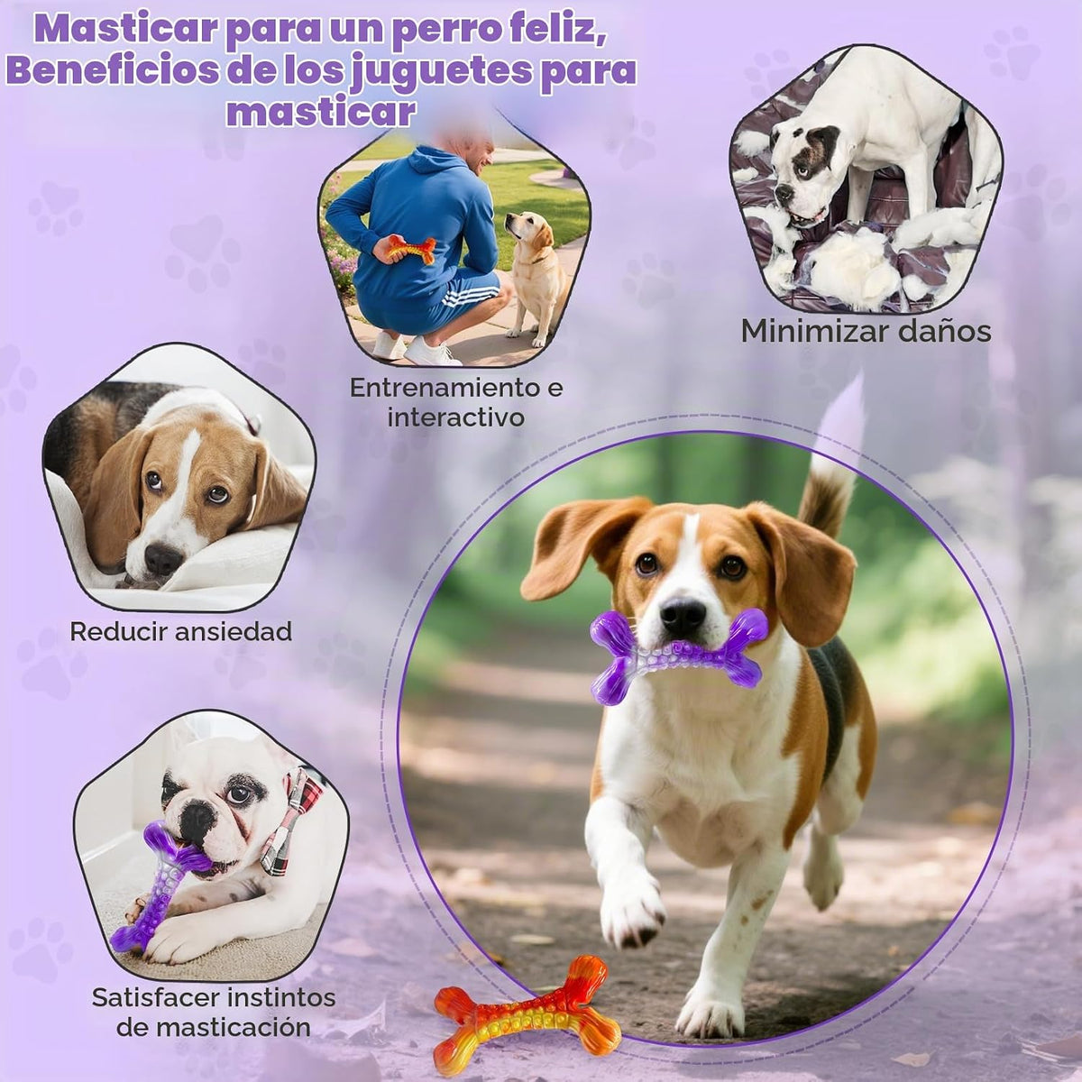 WOWBALA Juguete masticador agresivo para perros, paquete de 2 jugue...