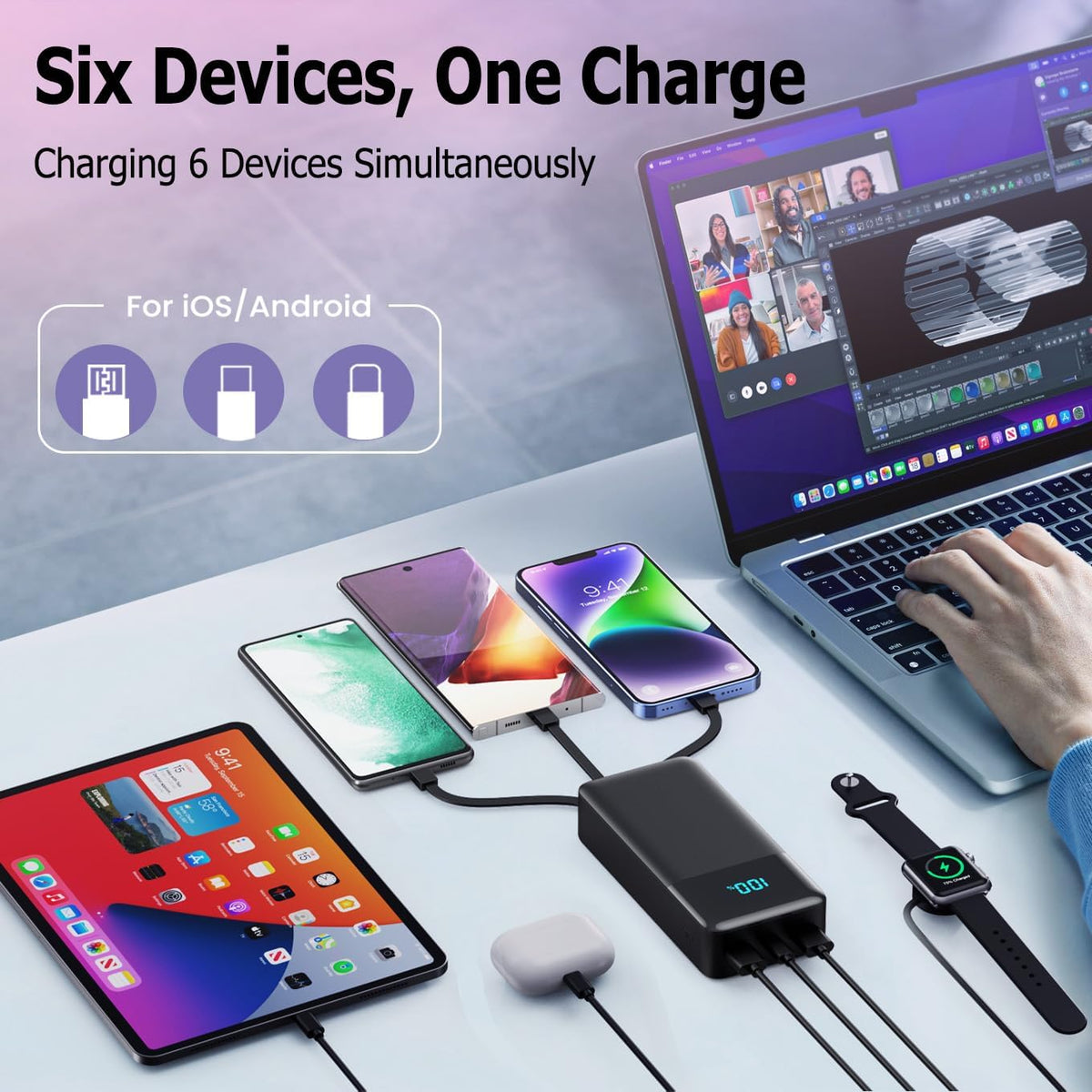 Cargador portátil de 60800 mAh, batería de carga rápida USB C de 25...