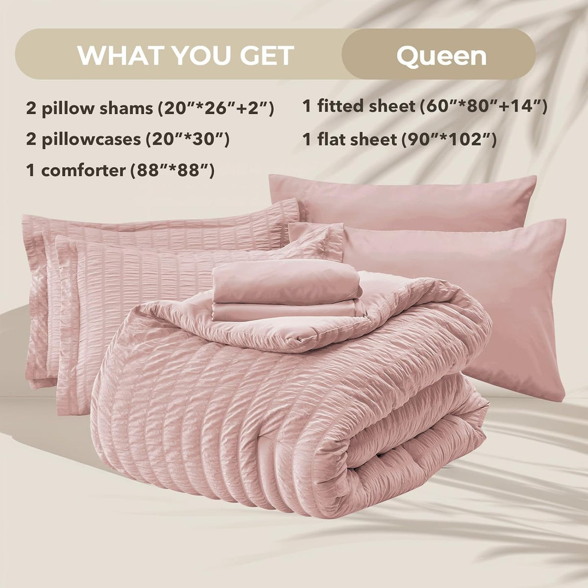 HYMOKEGE - Juego de edredón tamaño queen, color oro rosa, de sirsac...