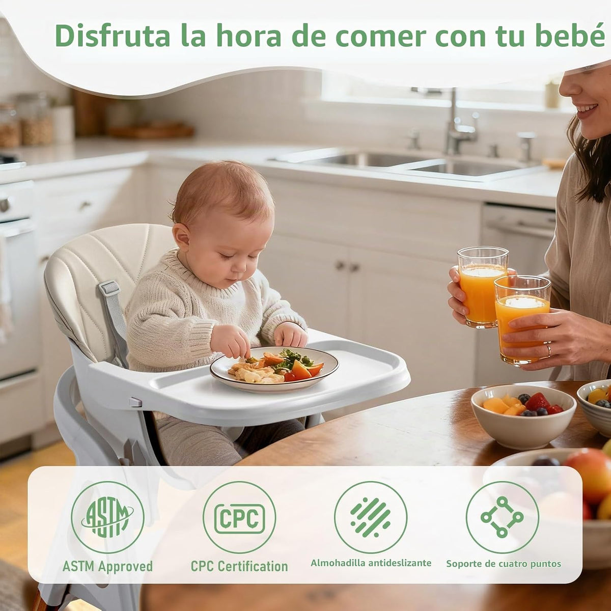 Silla alta para bebé, para bebés y niños pequeños, silla alta conve...