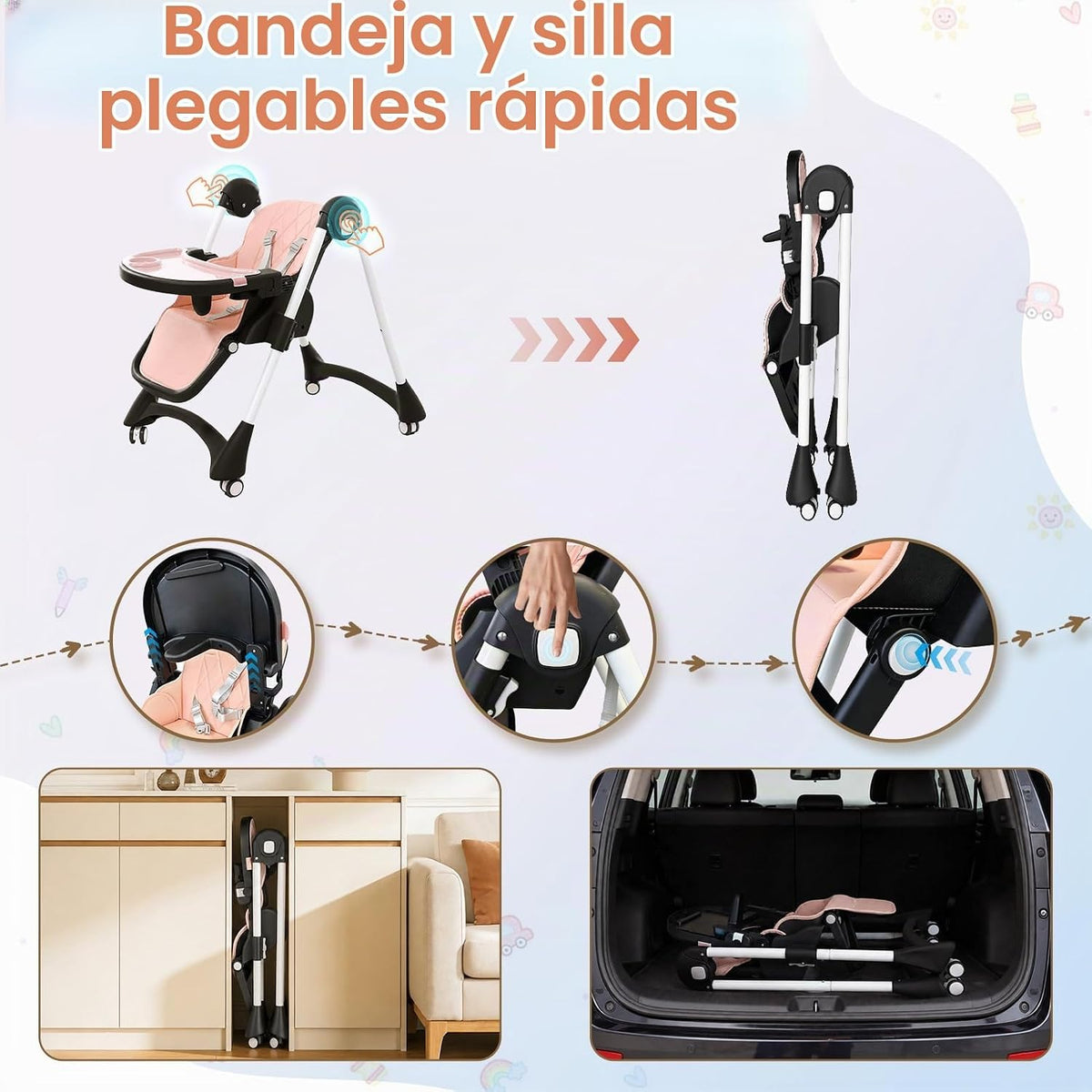 Sillas altas para bebés y niños pequeños, silla alta rosa para niña...