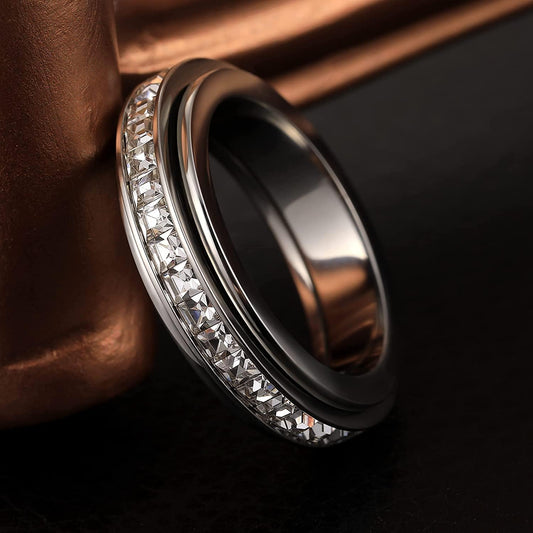 366DAYS Anillos de ansiedad para mujer Anillos de acero de titanio...