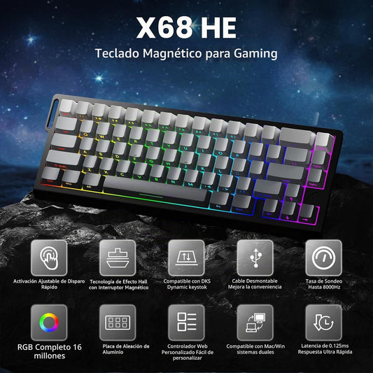 Teclado de Juego ATTACK SHARK X68 HE con Frecuencia de Muestreo de...