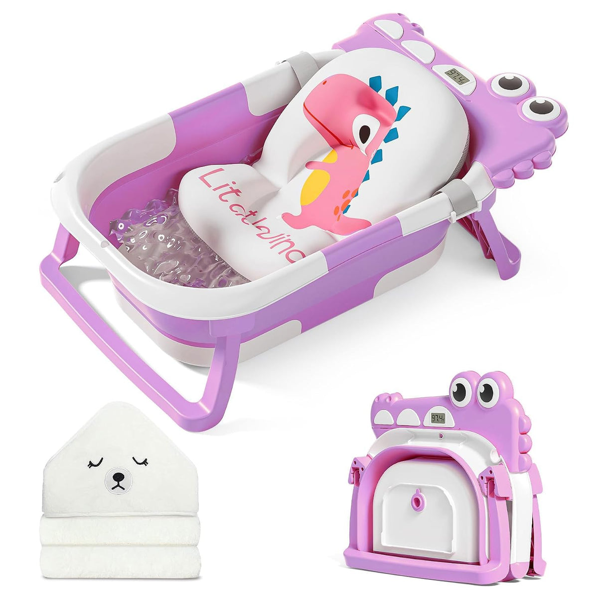 MoreFeel Bañera plegable para bebé recién nacido con termómetro y 1...