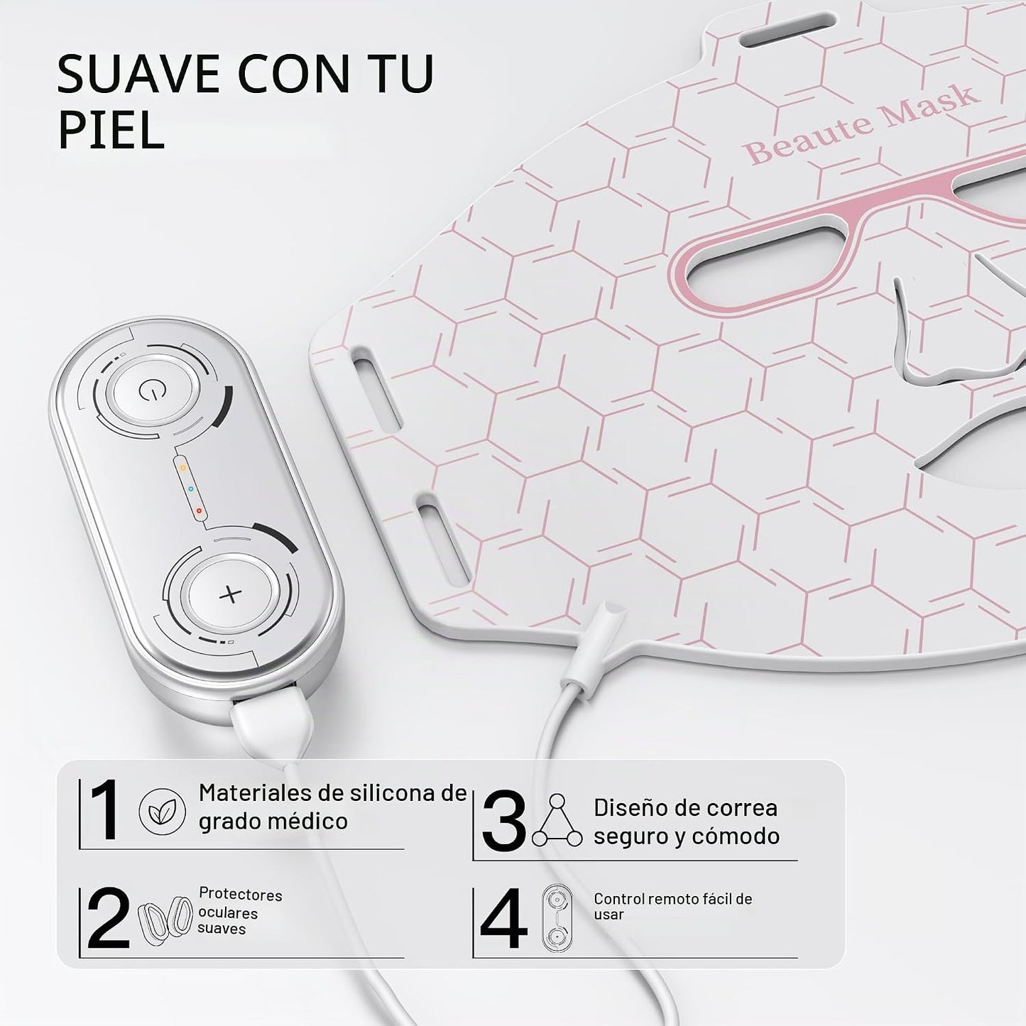 IBORRIA Terapia de luz roja para cara, máscara facial LED con luz i...