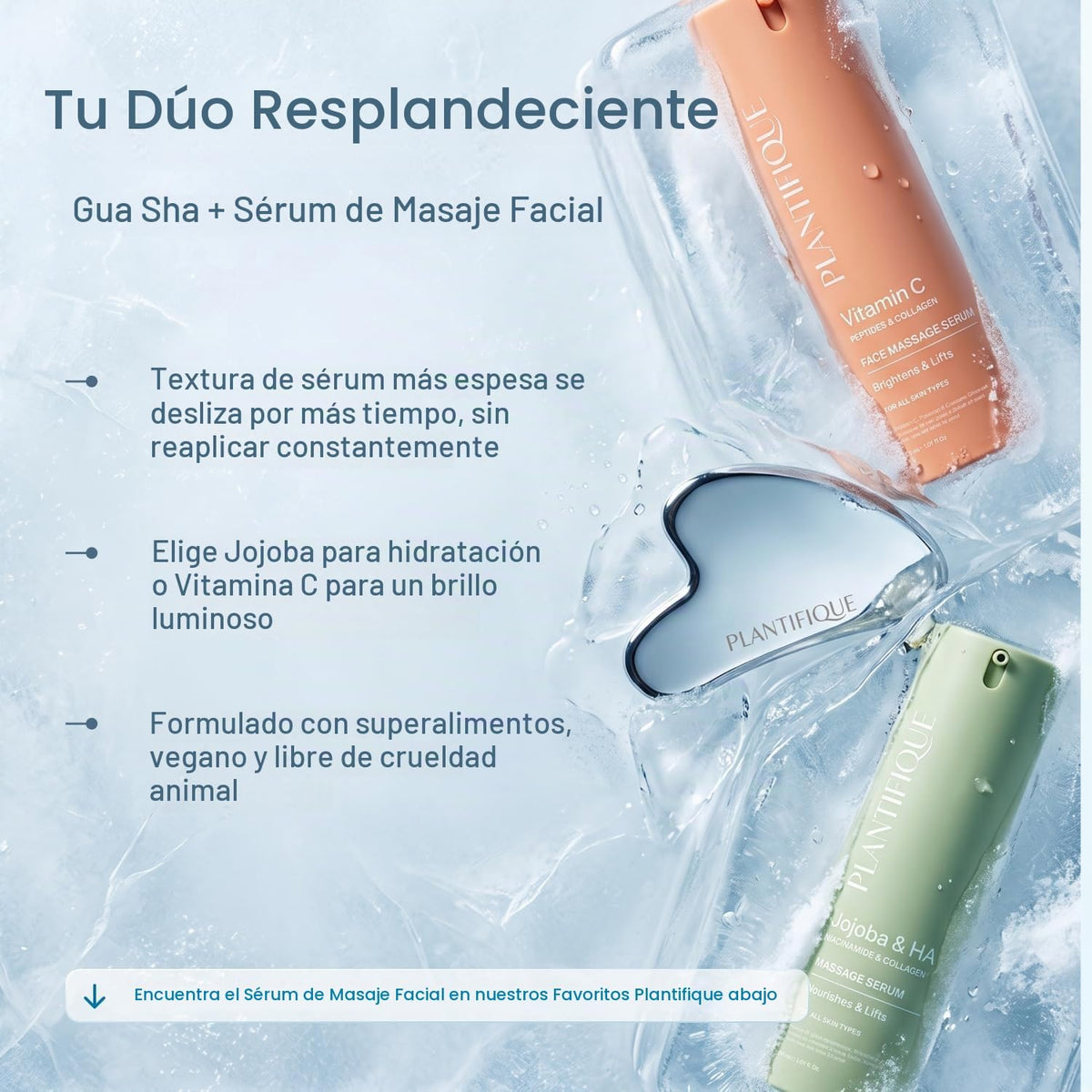 PLANTIFIQUE Herramienta facial Gua Sha de acero inoxidable - Masaje...