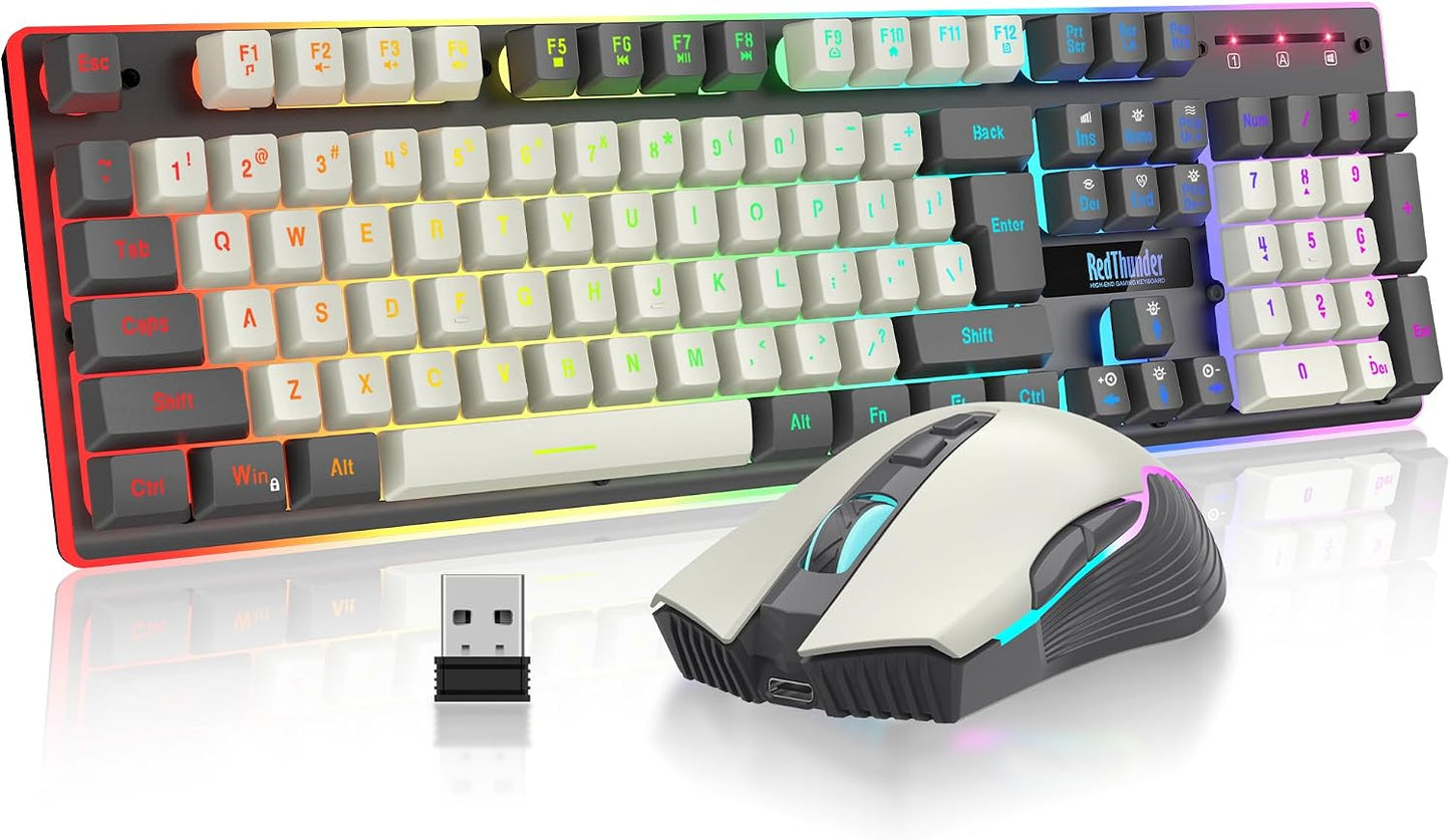 RedThunder K10 Pro - Combo de teclado y ratón inalámbricos para jue...