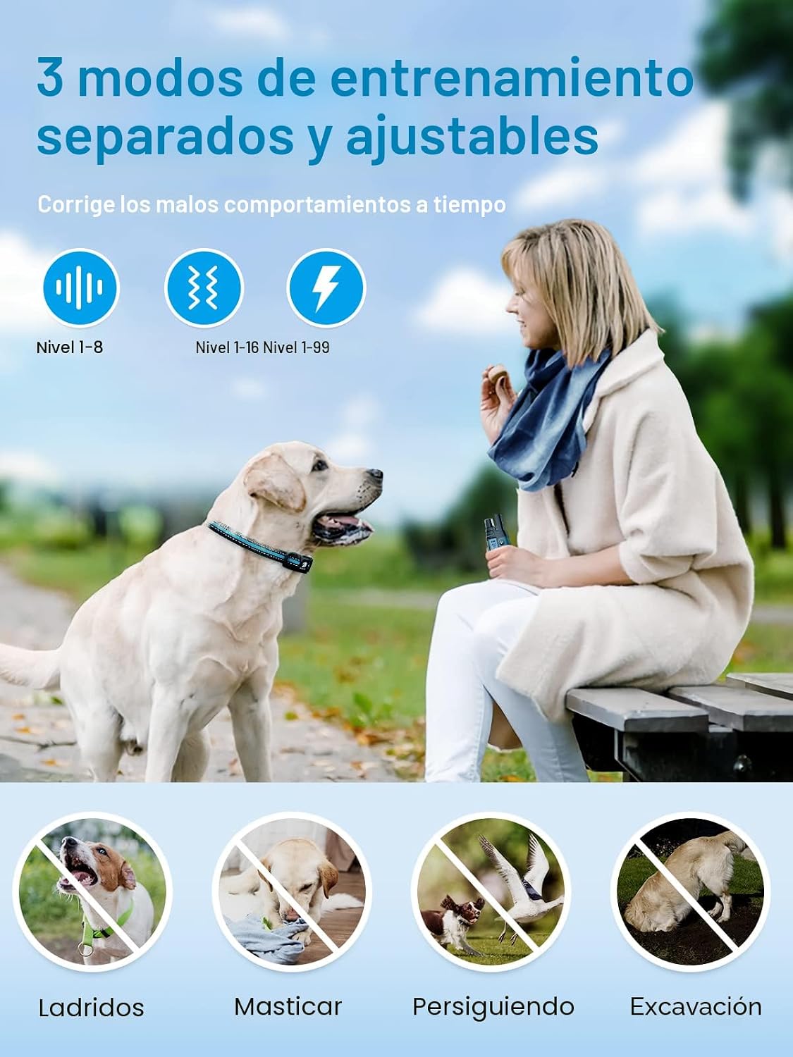 Bousnic Collar de entrenamiento con choque para perros, para 2 perr...
