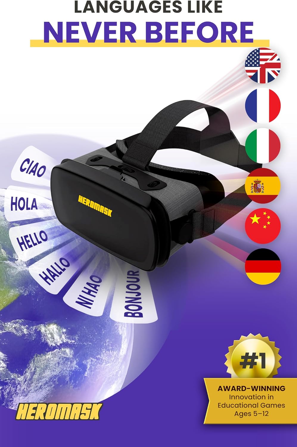 Heromask: Auriculares VR para niños + Sistema de juegos para aprend...