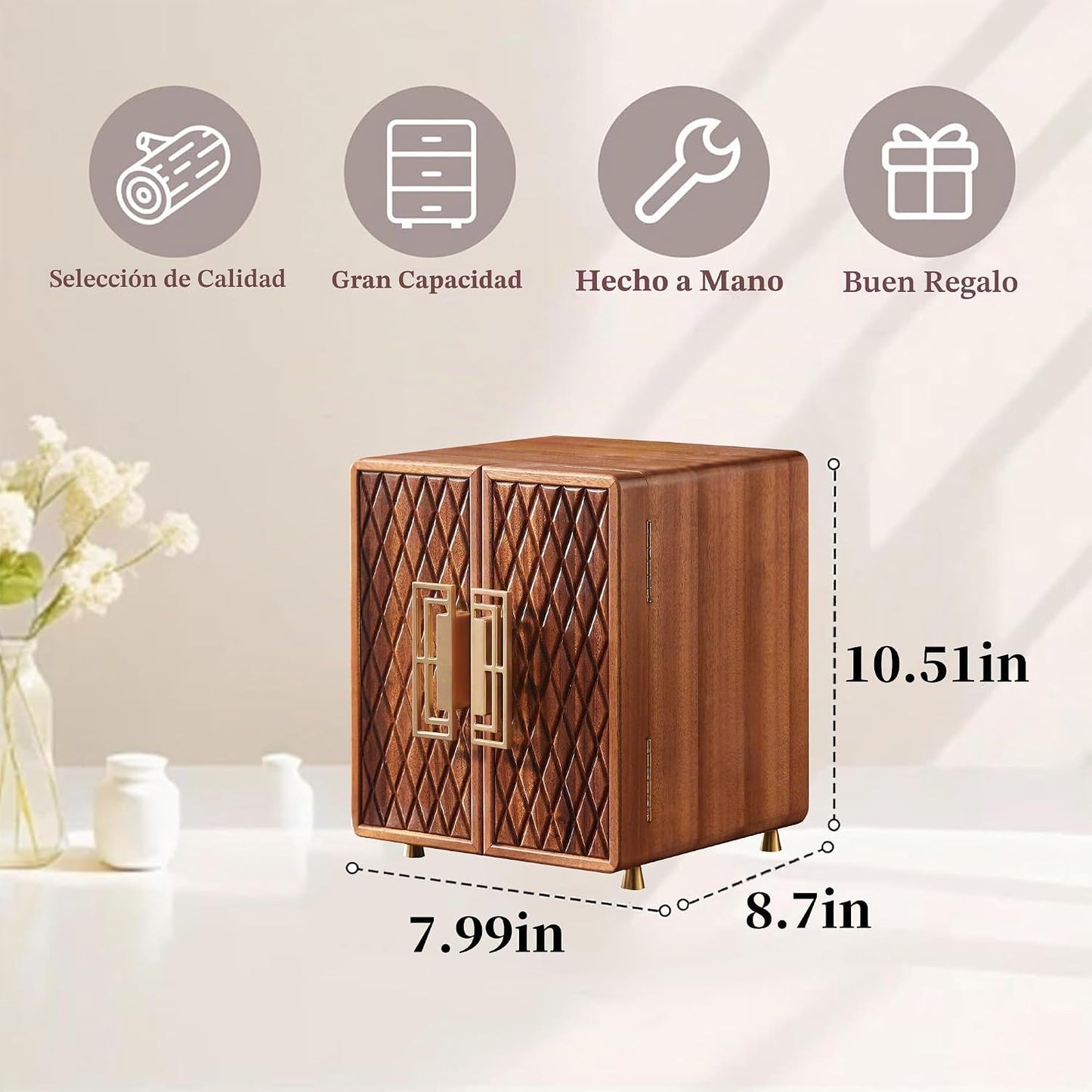 KAOTGOT Joyero organizador de madera más grande y almacenamiento pa...