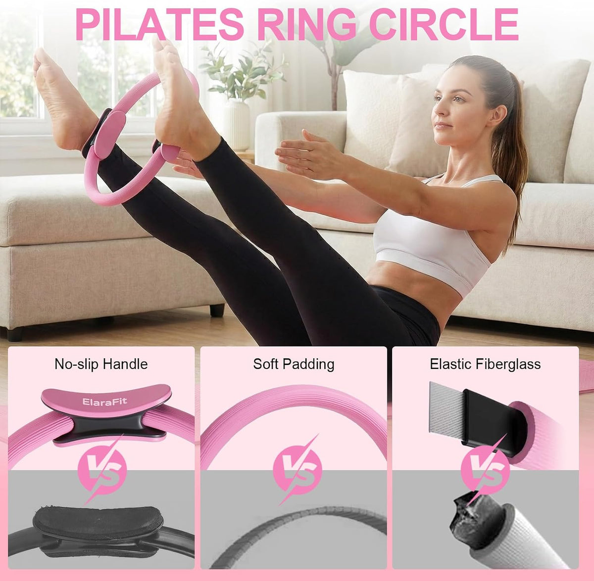 ElaraFit Home Juego de anillo y pelota de pilates para mujeres con...