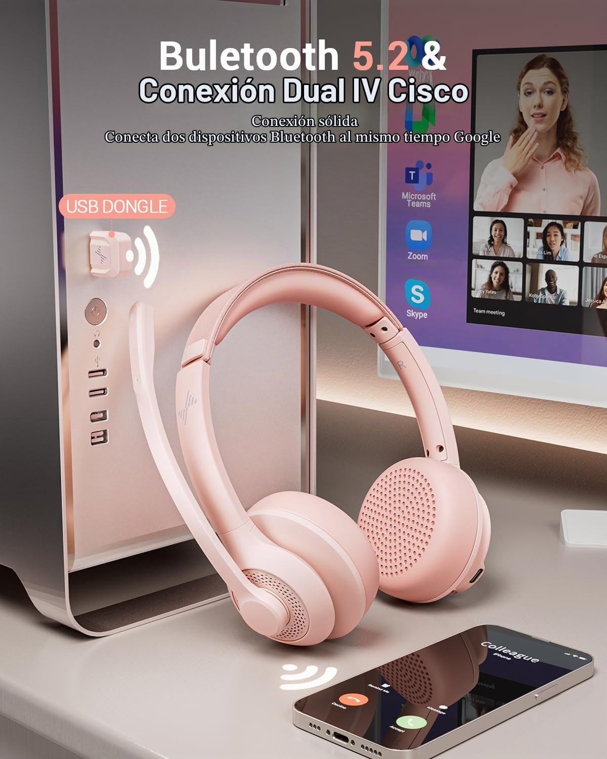 JIAMQISHI Auriculares inalámbricos con micrófono con cancelación de...