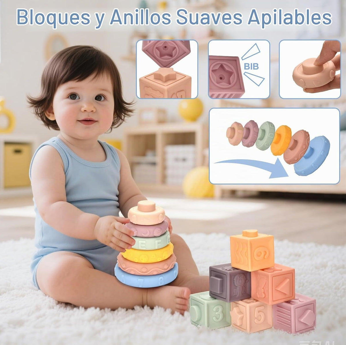 Juguetes para bebés de 6 a 12 meses, juguetes Montessori 6 en 1 par...