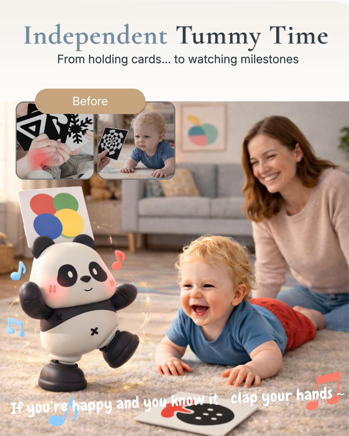 Cuddobaby Dancing Panda Juguete musical de alto contraste, tiempo d...