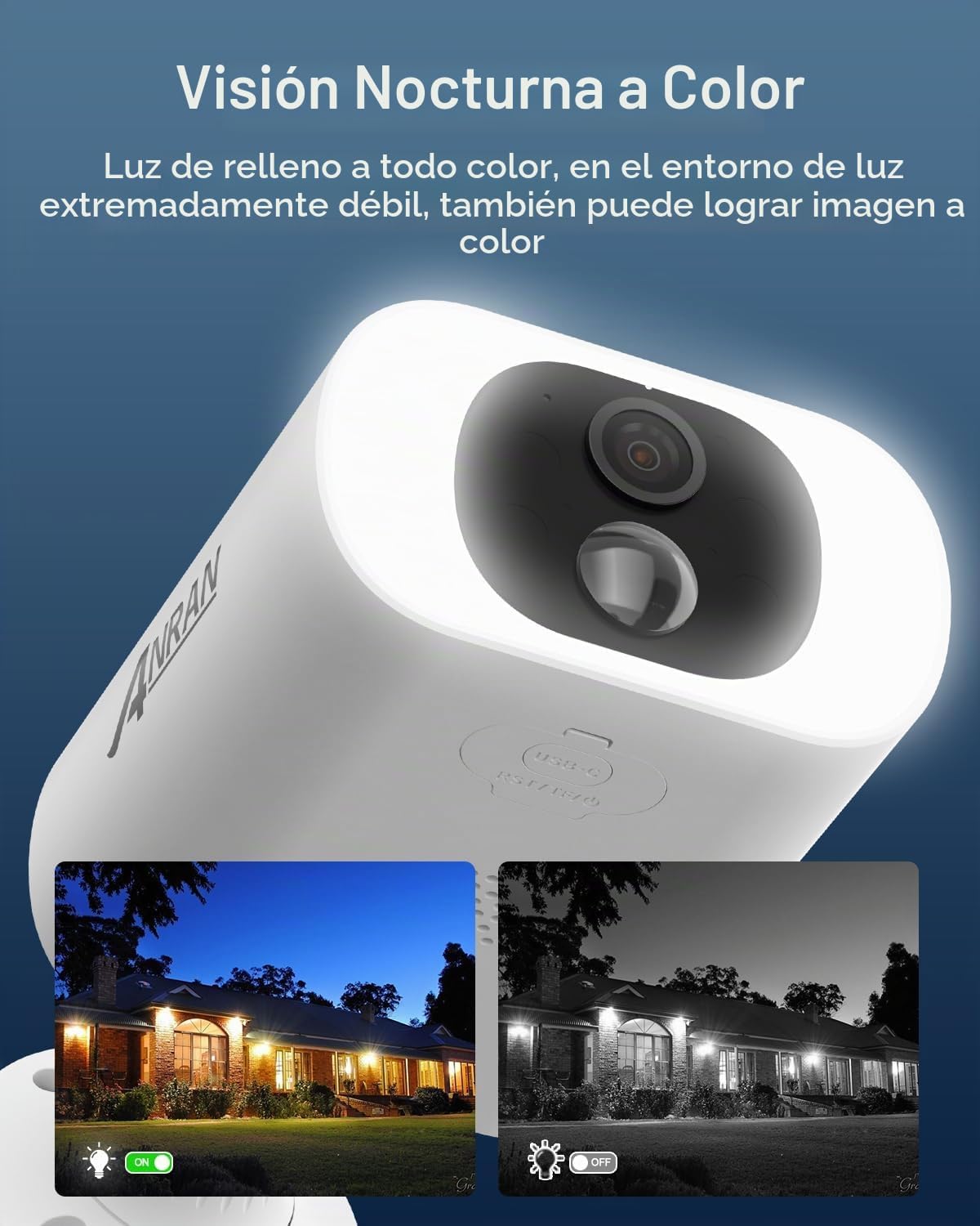 ANRAN Cámara de seguridad solar de 5 MP para exteriores, cámara ina...