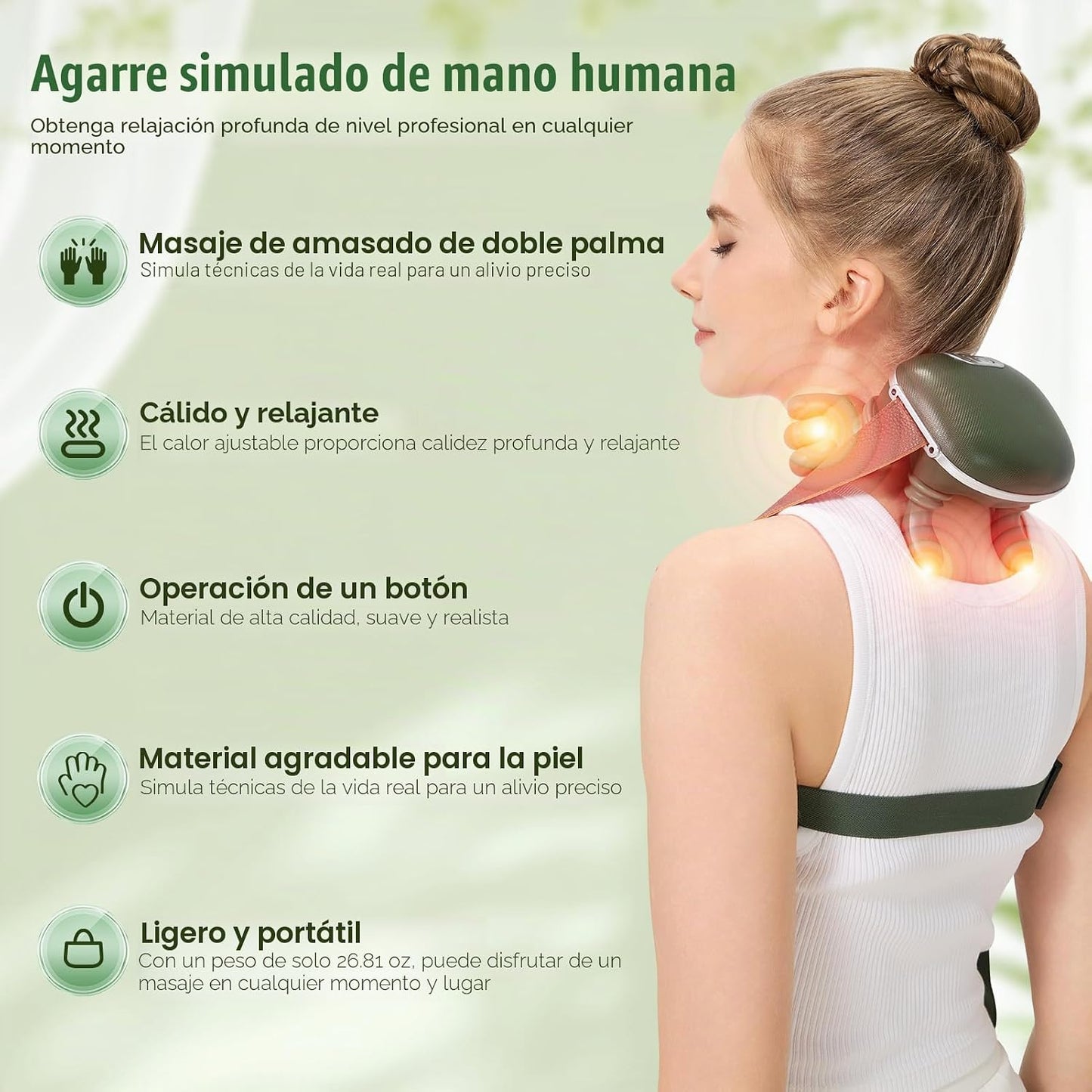 Mgfdget Masajeador de cuello inalámbrico 4D de tejido profundo con...