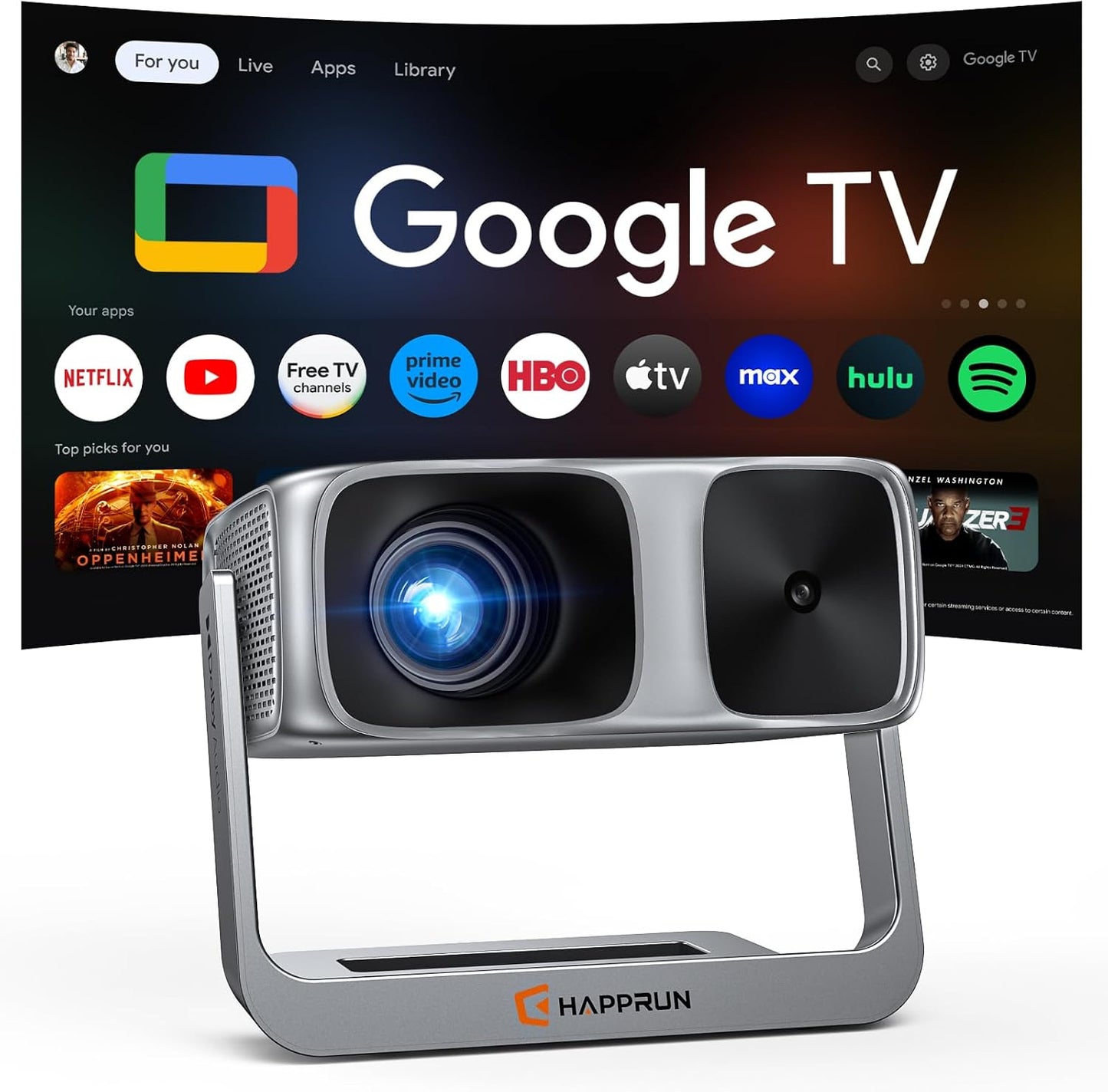 Proyector para exteriores de Google TV con licencia oficial ANSI 20...