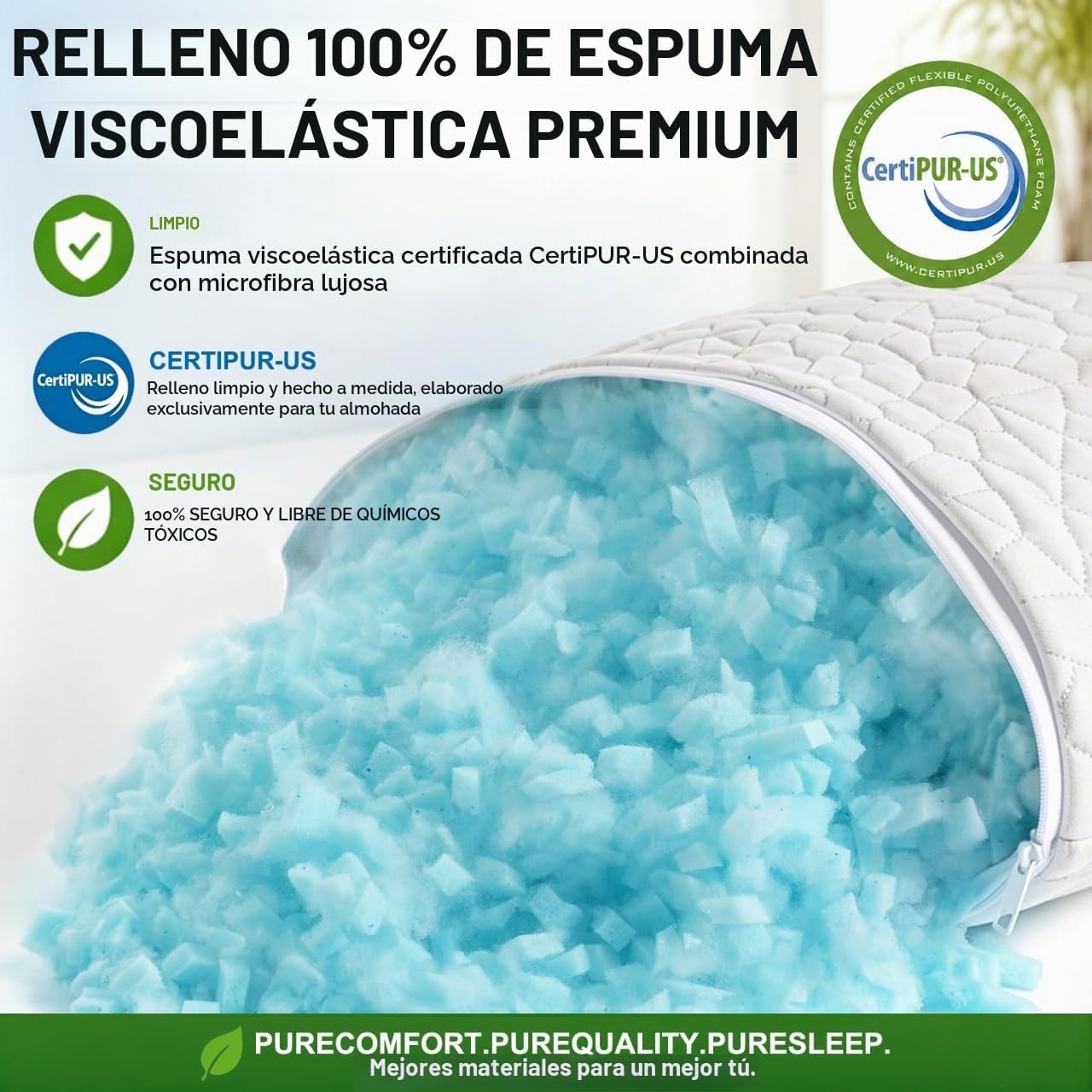 Juego de 2 almohadas refrescantes tamaño King, almohadas de espuma...