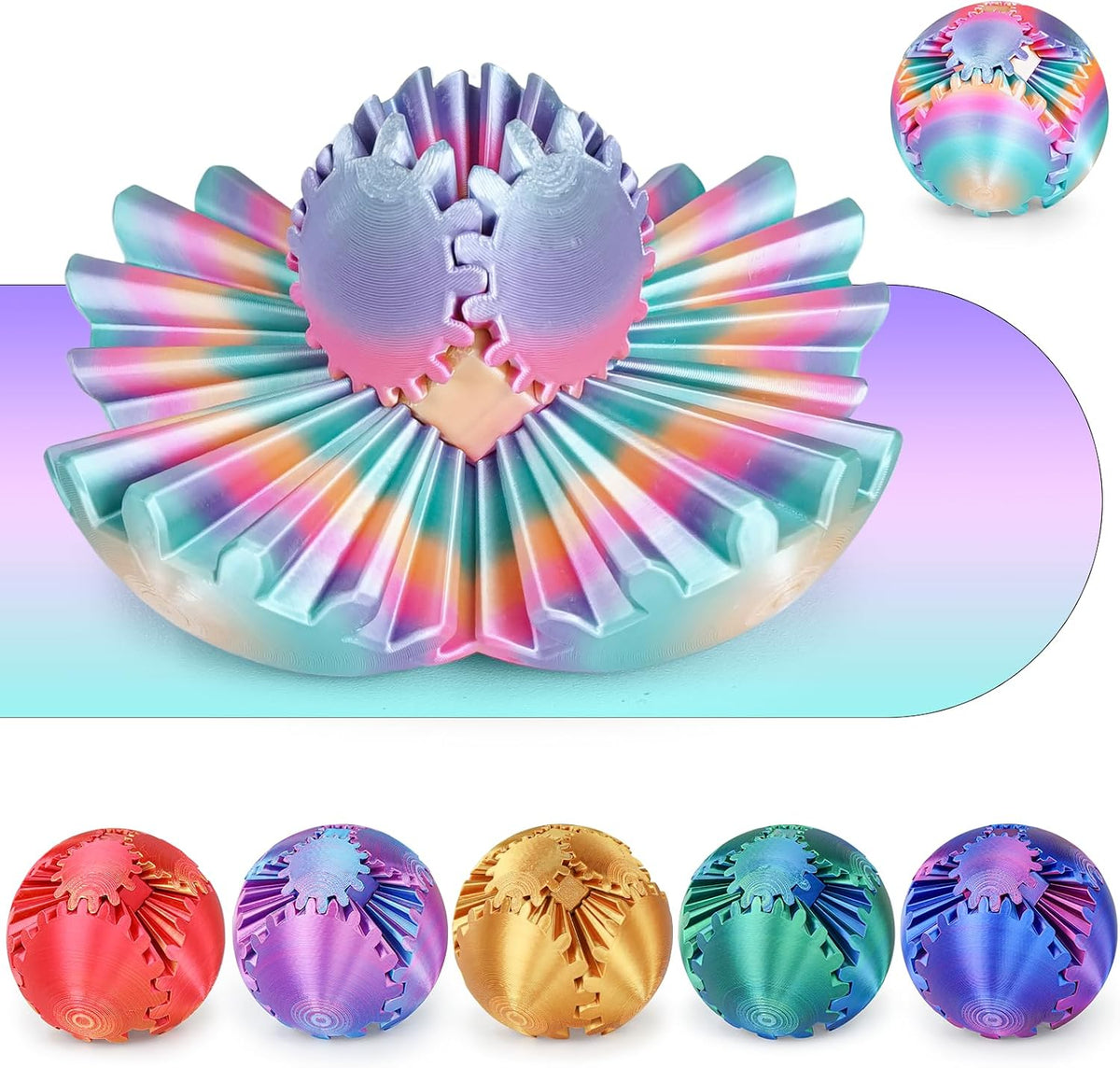 GearSphere Juguete Fidget de Pelota Giratoria o Cubo Impreso en 3D,...