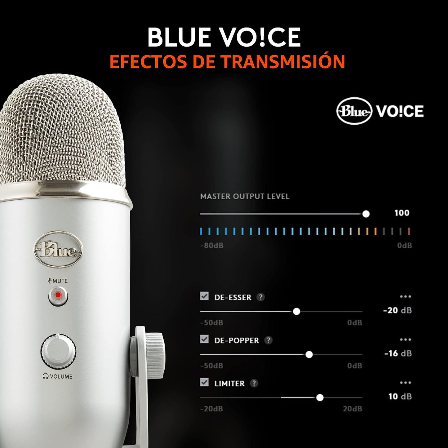 Logitech Creators Blue Yeti - Micrófono USB para juegos, transmisió...