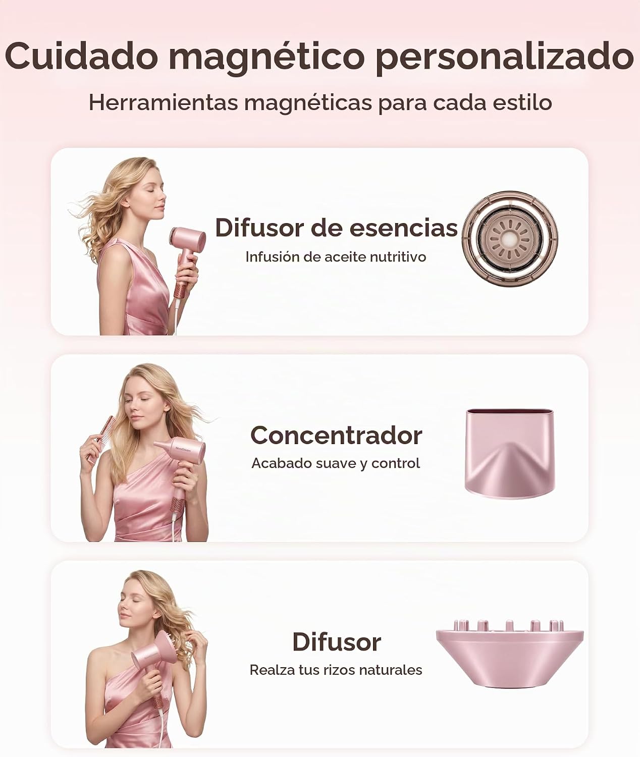 Secador de pelo, secador iónico de alta velocidad con aceite esenci...