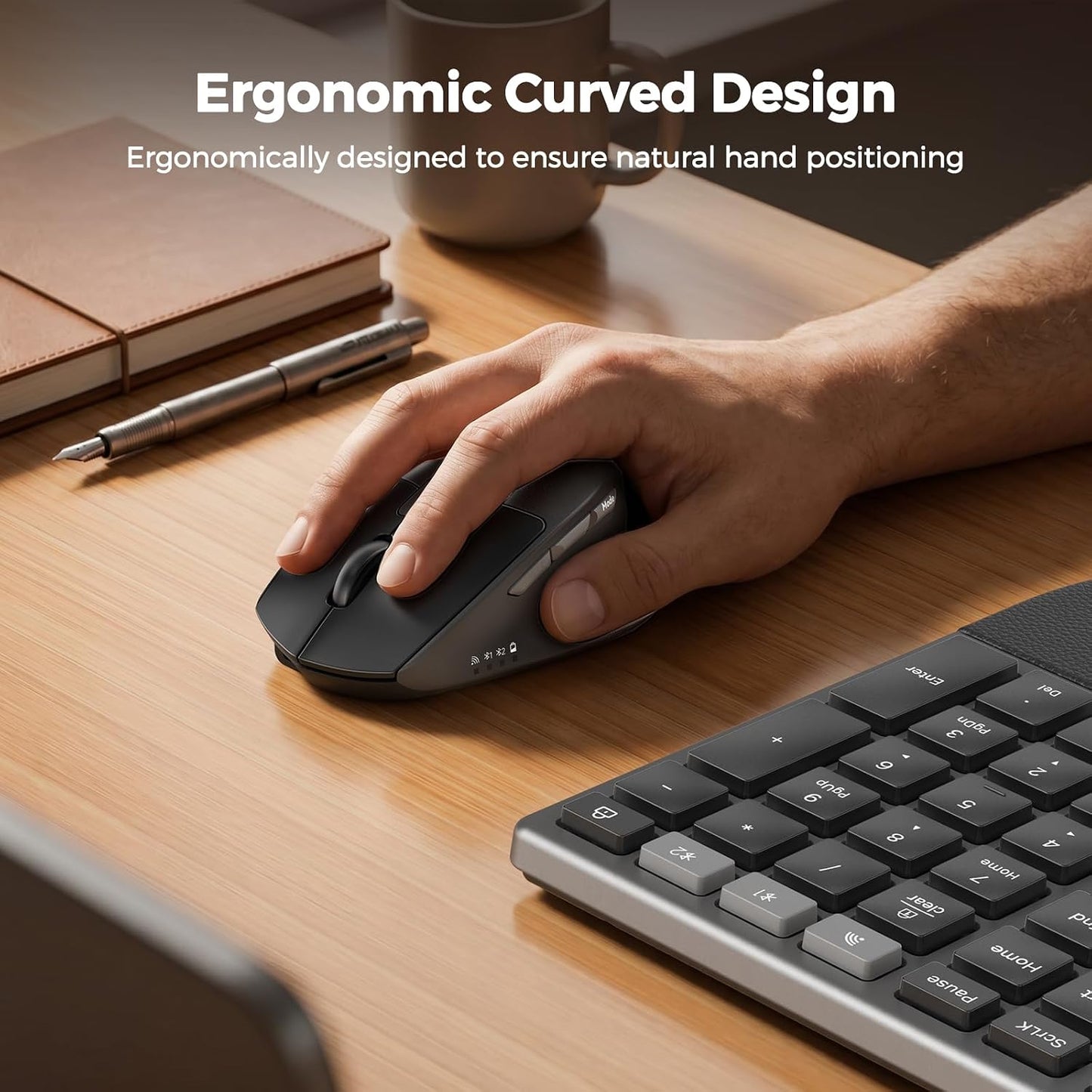 MEETION Teclado y mouse ergonómicos, teclado curvado dividido 2.4G...