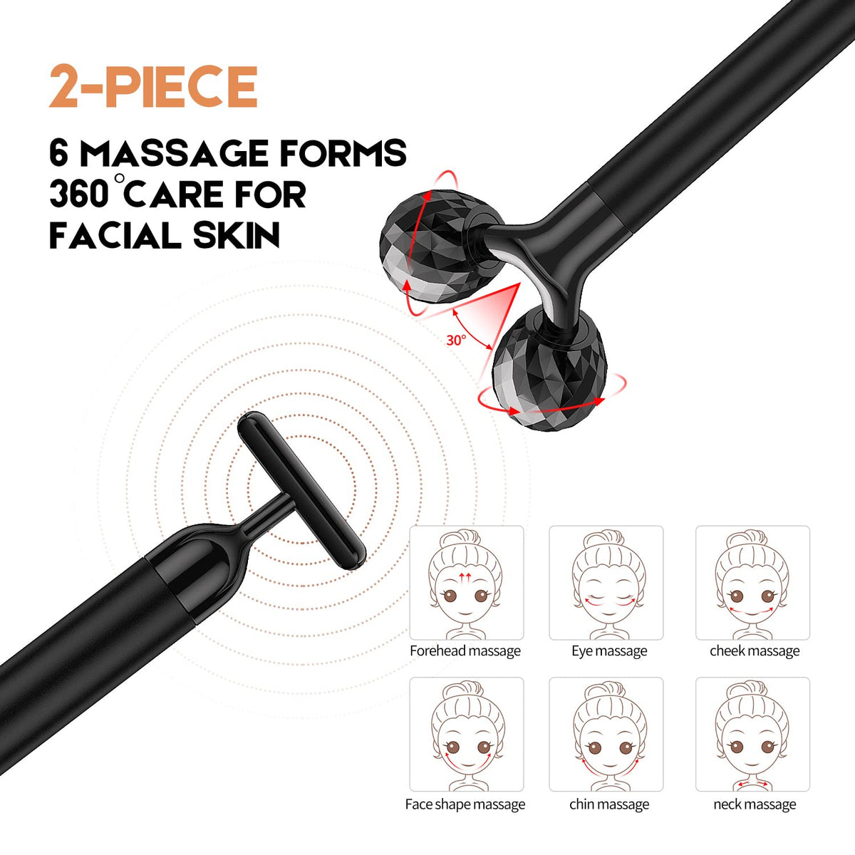 Masajeador facial eléctrico Beauty Bar 2 en 1, rodillo 3D y forma d...
